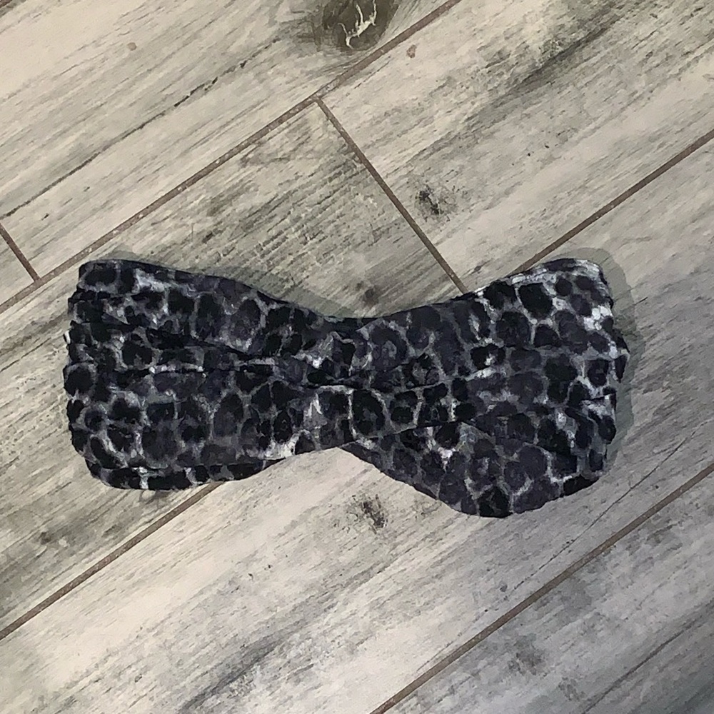 Express Bandeau Bra Top Small Black Lace Cheetah Leopard Print EUC